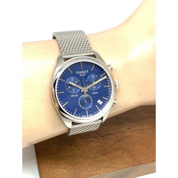 Tissot Men's Watch PR100 Swiss Quartz 41mm Chronograph Blue Dial T1014171104100 - Picture 12 of 15